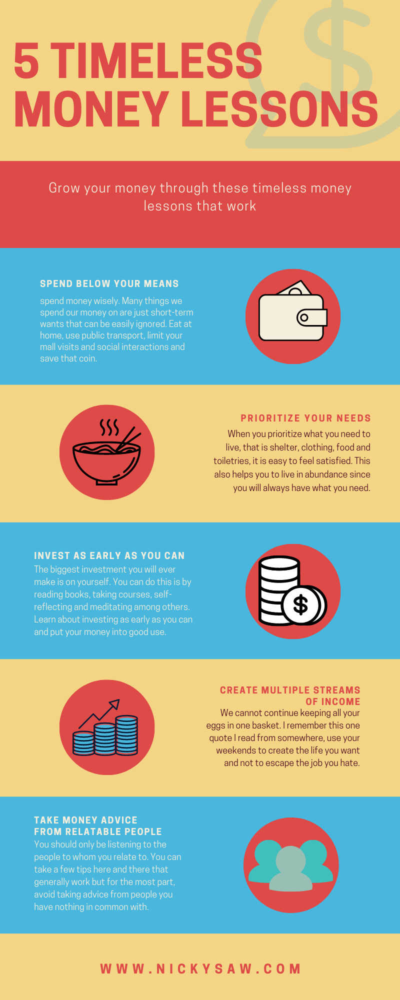 lessons to grow your money infographic